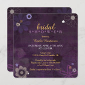 Invitation Fête des mariées florale violet chic (Devant / Derrière)