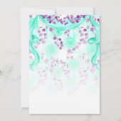 Invitation Fête des mariées florale violet et bannière Turquo (Dos)