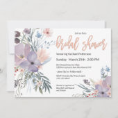 Invitation Fête des mariées florale violet Meadow (Devant)