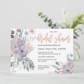 Invitation Fête des mariées florale violet Meadow (Debout devant)