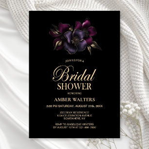 Invitation Fête des mariées florale violet noire