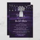 Invitation Fête des mariées florale violet rustique (Devant / Derrière)