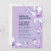 Invitation Fête des mariées florale violette blanche Lily (Devant)