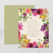 Invitation Fête des mariées florale violette orange jaune (Devant / Derrière)