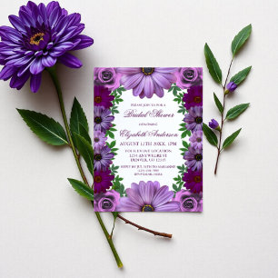 Invitation Fête des mariées florale violette Regal