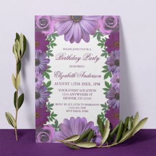 Invitation Fête des mariées florale violette Regal