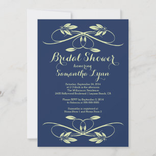 Invitation Fête des mariées florissante de la feuille bleue d