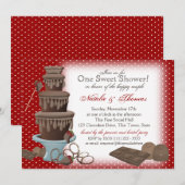Invitation Fête des mariées Fontaine de chocolat Rouge (Devant / Derrière)