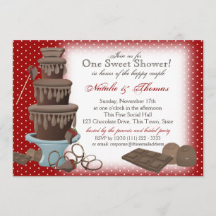 Invitation Fête des mariées Fontaine de chocolat Rouge