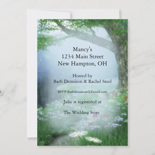 Invitation Fête des mariées forestière enchantée (Dos)