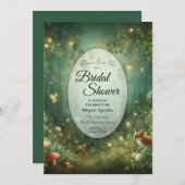 Invitation Fête des mariées forestière enchantée Emerald Gree (Devant / Derrière)