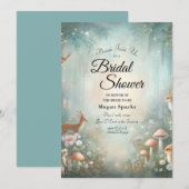 Invitation Fête des mariées forestière turquoise et pêche enc (Devant / Derrière)