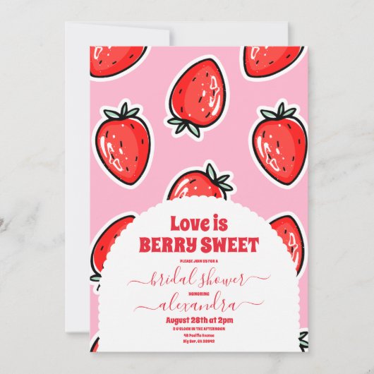 Invitation Fête des mariées fraise (Devant)