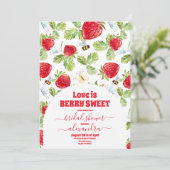 Invitation Fête des mariées fraise et verdure (Debout devant)