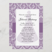 Invitation Fête des mariées française Lilac Damask (Devant / Derrière)