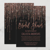 Invitation Fête des mariées Fringe Rose noir Parties scintill (Devant / Derrière)