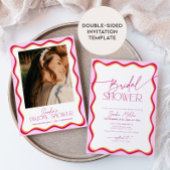 Invitation Fête des mariées frontalière rouge et rose