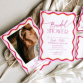 Invitation Fête des mariées frontalière rouge et rose
