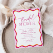 Invitation Fête des mariées frontalière rouge et rose