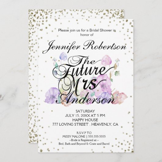 Invitation Fête des mariées | Future Mme (Devant / Derrière)
