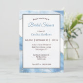 Invitation Fête des mariées Géode bleu argenté (Debout devant)