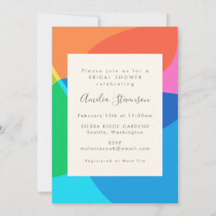 Invitation Fête des mariées géométrique Abstraite colorée