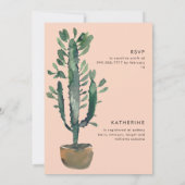 Invitation Fête des mariées géométrique Cactus Blush & Pink (Dos)