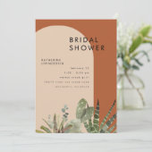 Invitation Fête des mariées géométrique Cactus Terracotta (Debout devant)