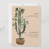 Invitation Fête des mariées géométrique Cactus Terracotta (Dos)