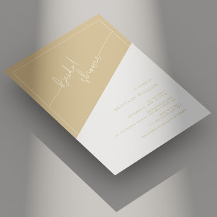 Invitation Fête des mariées géométrique Champagne Gold et Ivo