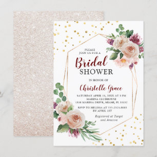 Invitation Fête des mariées géométrique de fleurs Boho bordea