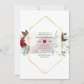 Invitation Fête des mariées géométrique de la Flore rouge bor (Devant)