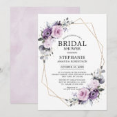 Invitation Fête des mariées géométrique des fleurs violettes  (Devant / Derrière)