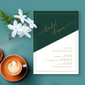 Invitation Fête des mariées géométrique Emerald Green et Gold