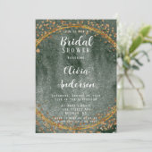 Invitation Fête des mariées géométrique Emerald Green Gold (Debout devant)
