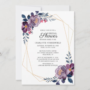 Invitation Fête des mariées géométrique Floral Dusty Blue Scr
