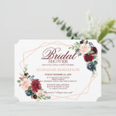 Invitation Fête des mariées géométrique florale de la Marine (Debout devant)