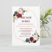 Invitation Fête des mariées géométrique florale de la Marine  (Debout devant)