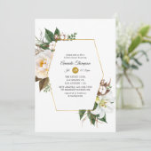 Invitation Fête des mariées géométrique Florale d'or (Debout devant)