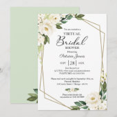 Invitation Fête des mariées géométrique florale virtuelle ver (Devant / Derrière)