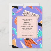 Invitation Fête des mariées géométrique funky rétro des année (Devant)