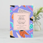 Invitation Fête des mariées géométrique funky rétro des année (Debout devant)