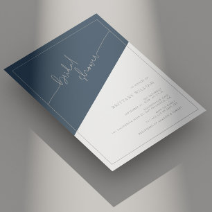 Invitation Fête des mariées géométrique gris ardoise et argen