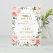 Invitation Fête des mariées géométrique Inv. rose floral (Debout devant)