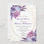 Invitation Fête des mariées géométrique Lavender Floral Gold (Devant)