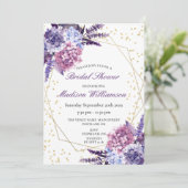 Invitation Fête des mariées géométrique Lavender Floral Gold (Debout devant)