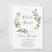 Invitation Fête des mariées géométrique moderne Eucalyptus (Devant)