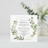 Invitation Fête des mariées géométrique moderne Eucalyptus (Debout devant)