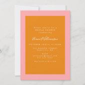 Invitation Fête des mariées géométrique moderne rose et orang (Devant)