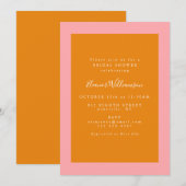 Invitation Fête des mariées géométrique moderne rose et orang (Devant / Derrière)